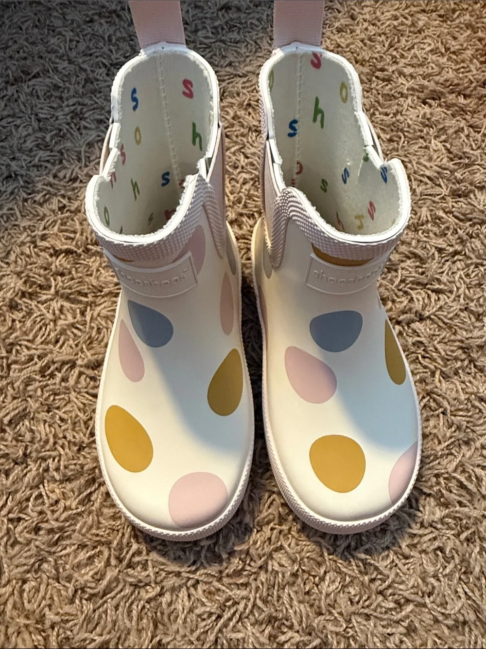 Children's Waterproof Polka Dot Rain Boots - Pastel Multi